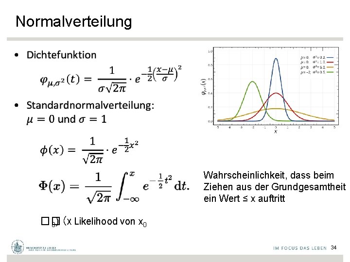 Normalverteilung • Wahrscheinlichkeit, dass beim Ziehen aus der Grundgesamtheit ein Wert ≤ x auftritt