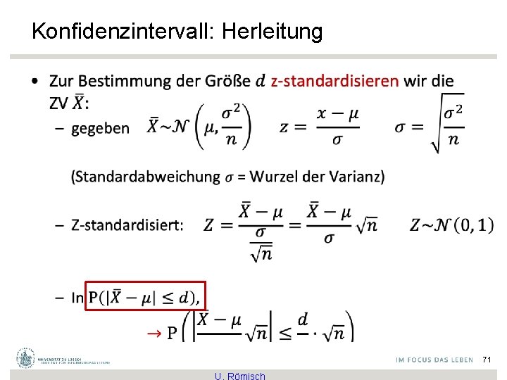 Konfidenzintervall: Herleitung • 71 