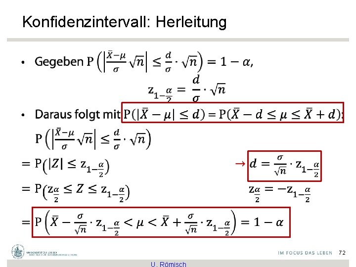 Konfidenzintervall: Herleitung • 72 