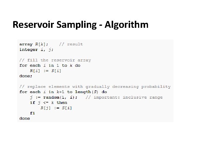 Reservoir Sampling - Algorithm 