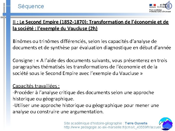 Séquence II : Le Second Empire (1852 -1870): Transformation de l’économie et de la