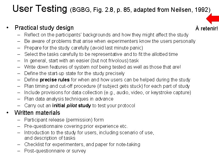 User Testing (BGBG, Fig. 2. 8, p. 85, adapted from Neilsen, 1992) • Practical