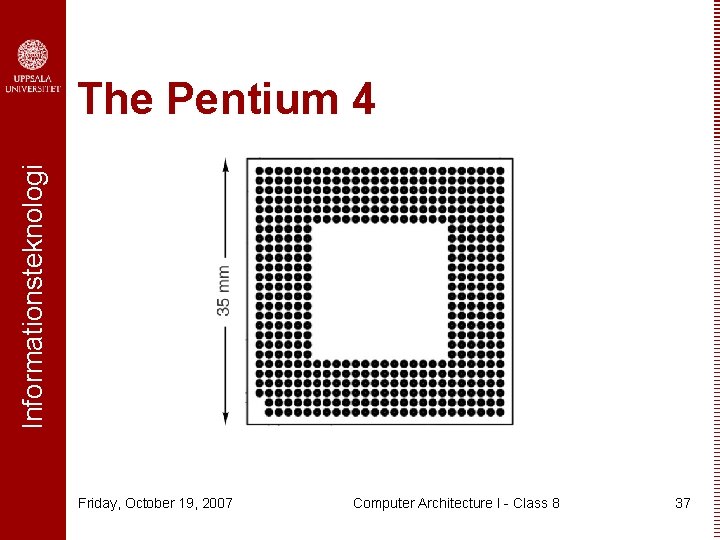 Informationsteknologi The Pentium 4 Friday, October 19, 2007 Computer Architecture I - Class 8