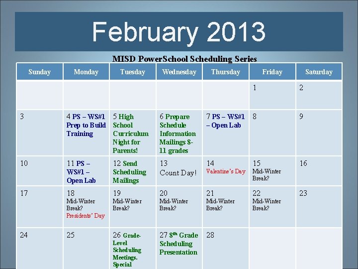 2012 2013 School Year Monthly Calendar Intermediate