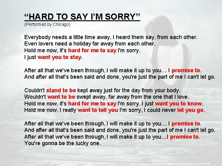 HARD TO SAY IM SORRY Performed by Chicago
