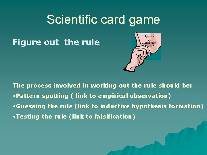 Scientific card game Figure out the rule The process involved in working out the