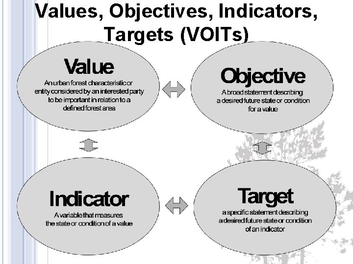 Values, Objectives, Indicators, Targets (VOITs) 