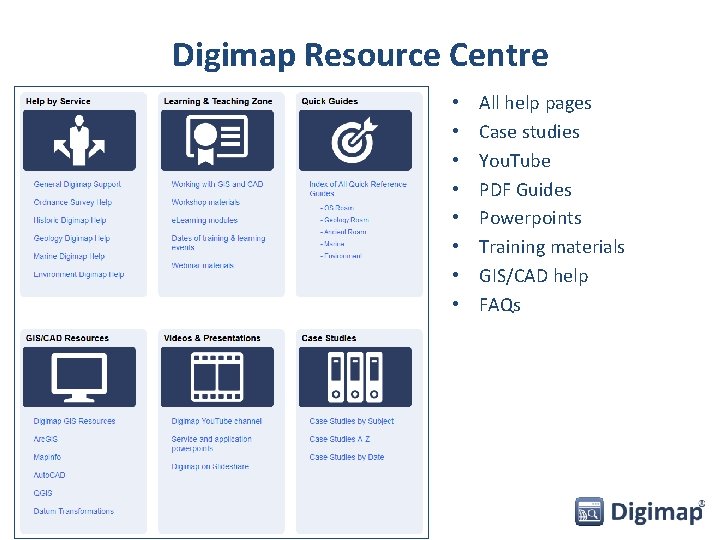 Digimap Resource Centre • • All help pages Case studies You. Tube PDF Guides