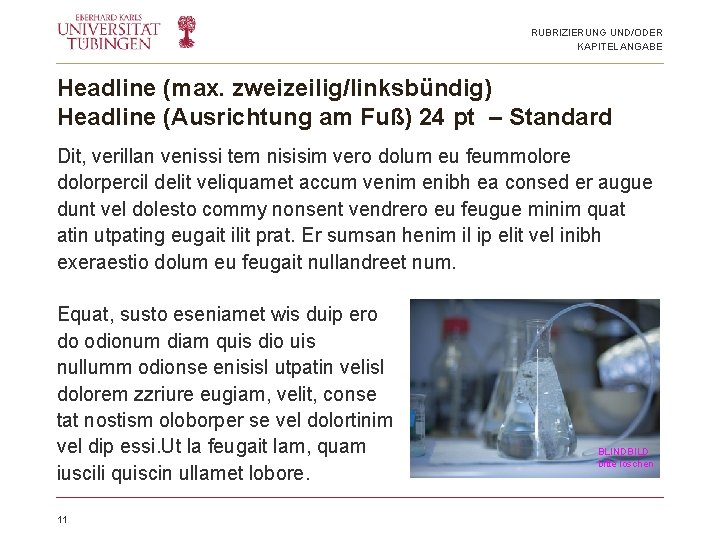 RUBRIZIERUNG UND/ODER KAPITELANGABE Headline (max. zweizeilig/linksbündig) Headline (Ausrichtung am Fuß) 24 pt – Standard