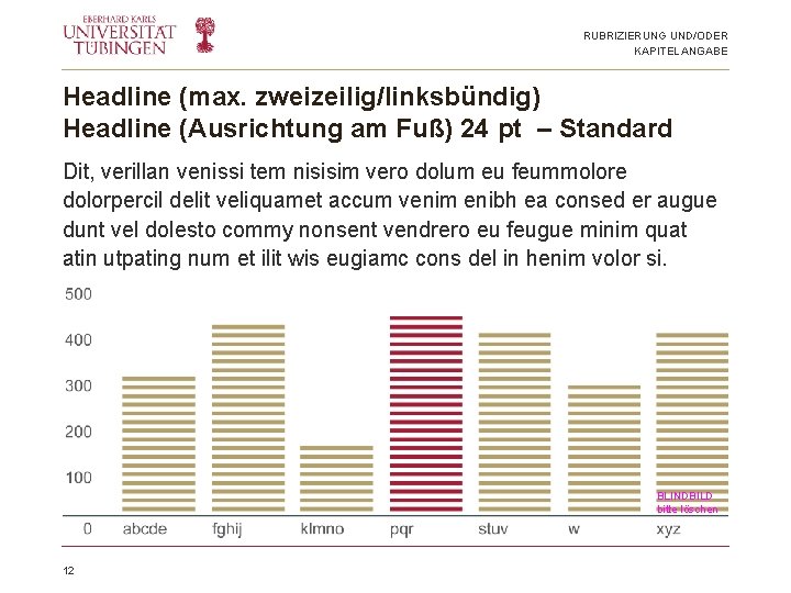 RUBRIZIERUNG UND/ODER KAPITELANGABE Headline (max. zweizeilig/linksbündig) Headline (Ausrichtung am Fuß) 24 pt – Standard