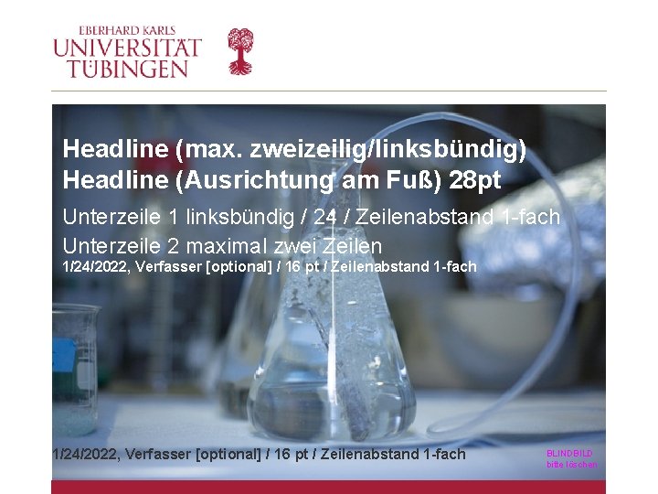 Headline (max. zweizeilig/linksbündig) Headline (Ausrichtung am Fuß) 28 pt Unterzeile 1 linksbündig / 24