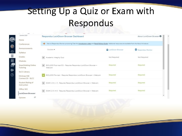 Setting Up a Quiz or Exam with Respondus 