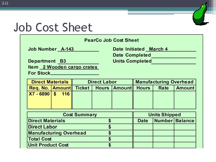 2 -11 Job Cost Sheet 