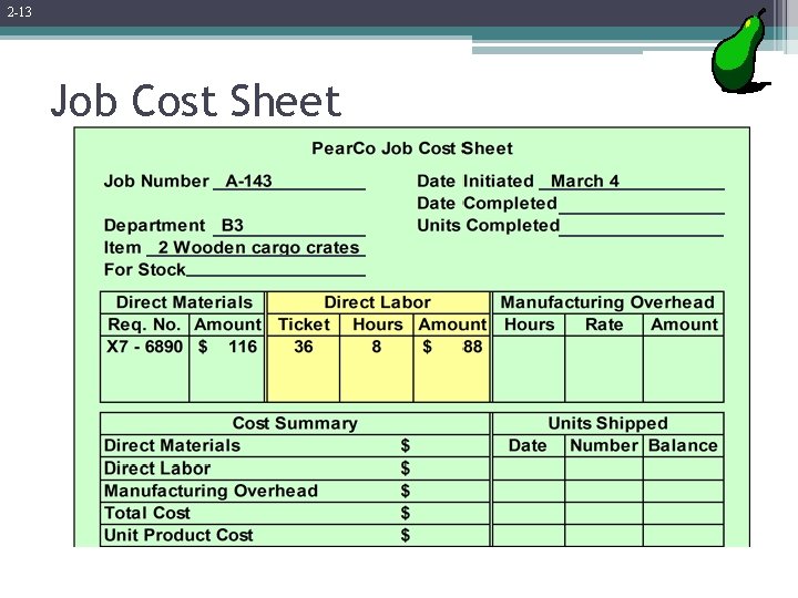 2 -13 Job Cost Sheet 
