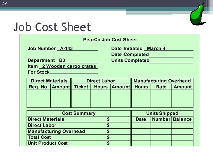 2 -9 Job Cost Sheet 