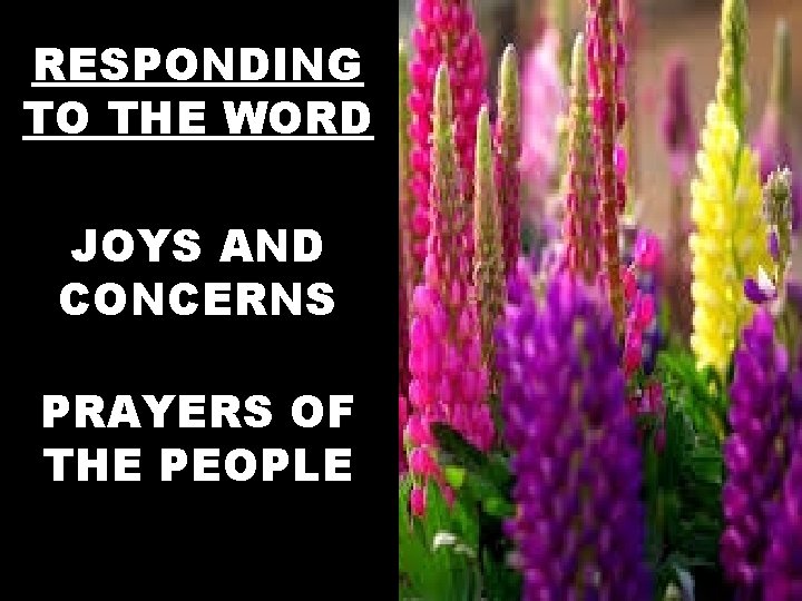 RESPONDING TO THE WORD JOYS AND CONCERNS PRAYERS OF THE PEOPLE 