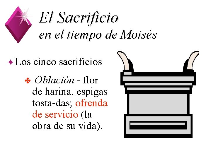 El Sacrificio en el tiempo de Moisés ✦Los ✤ cinco sacrificios Oblación - flor