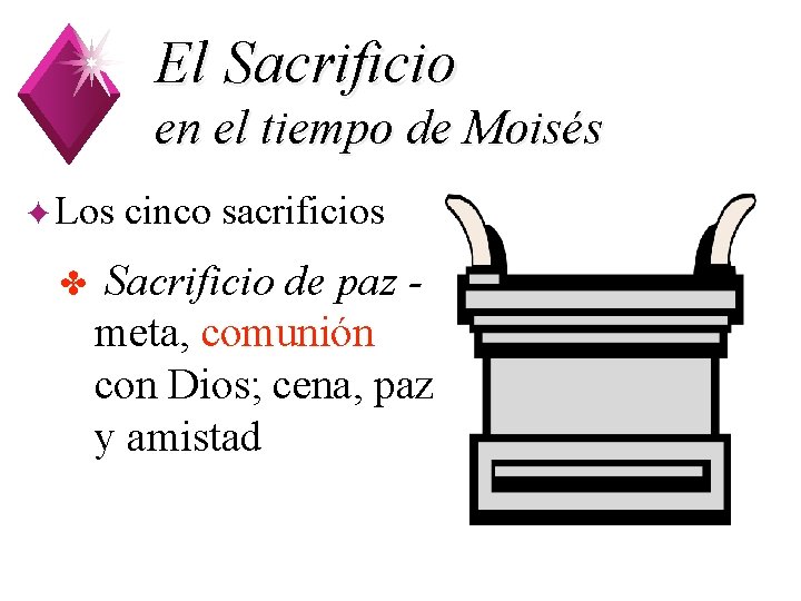 El Sacrificio en el tiempo de Moisés ✦Los ✤ cinco sacrificios Sacrificio de paz
