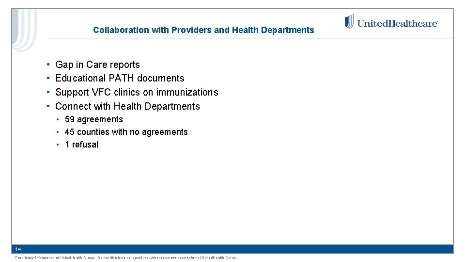 Collaboration with Providers and Health Departments • • Gap in Care reports Educational PATH