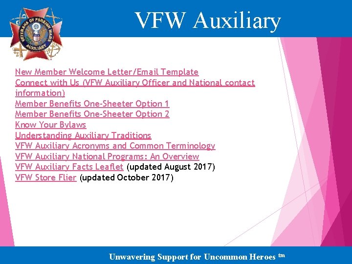 VFW Auxiliary New Member Welcome Letter/Email Template Connect with Us (VFW Auxiliary Officer and