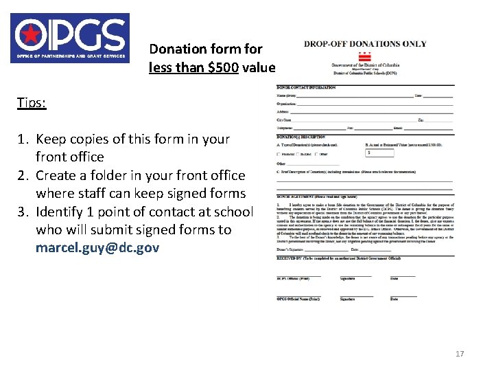 Donation form for less than $500 value Tips: 1. Keep copies of this form