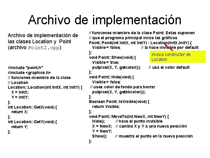 Archivo de implementación de las clases Location y Point (archivo Point 2. cpp) #include