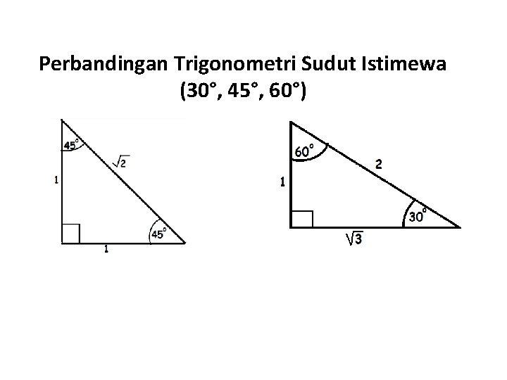 Perbandingan Trigonometri Sudut Istimewa (30°, 45°, 60°) 
