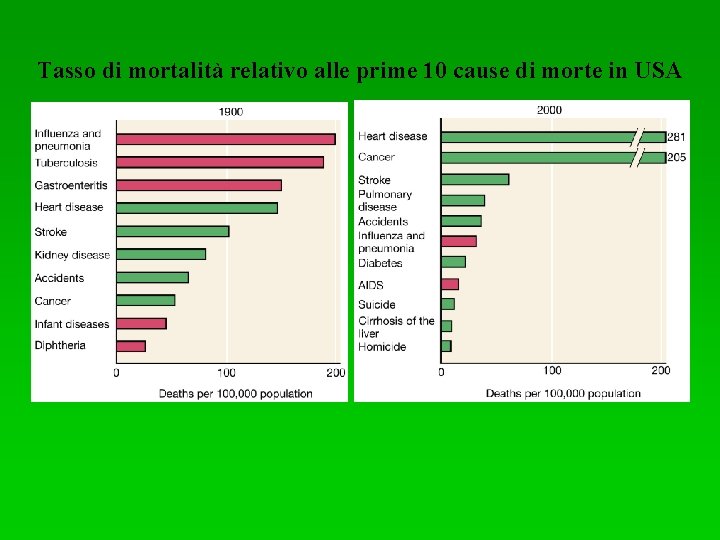 Tasso di mortalità relativo alle prime 10 cause di morte in USA 