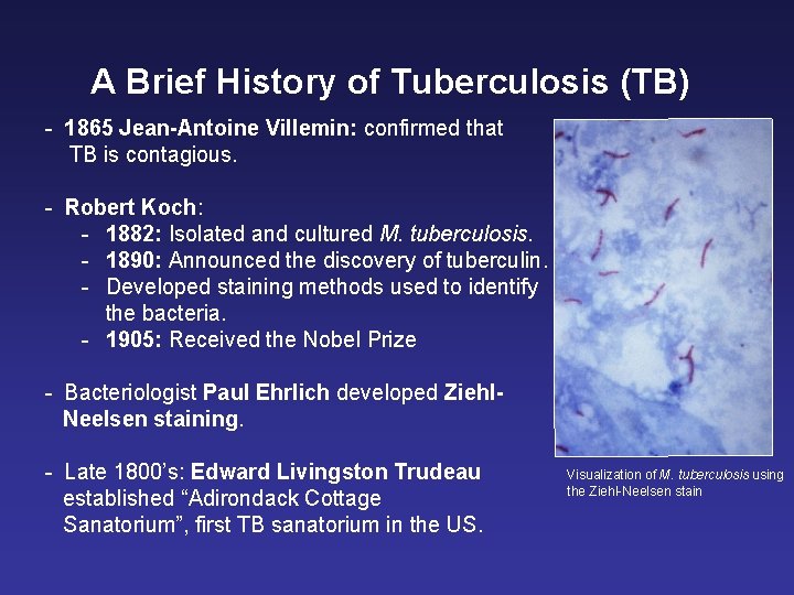 A Brief History of Tuberculosis (TB) - 1865 Jean-Antoine Villemin: confirmed that TB is