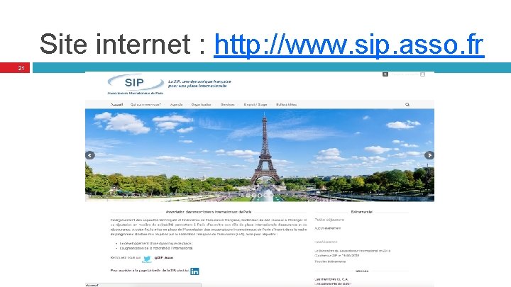 Site internet : http: //www. sip. asso. fr 21 