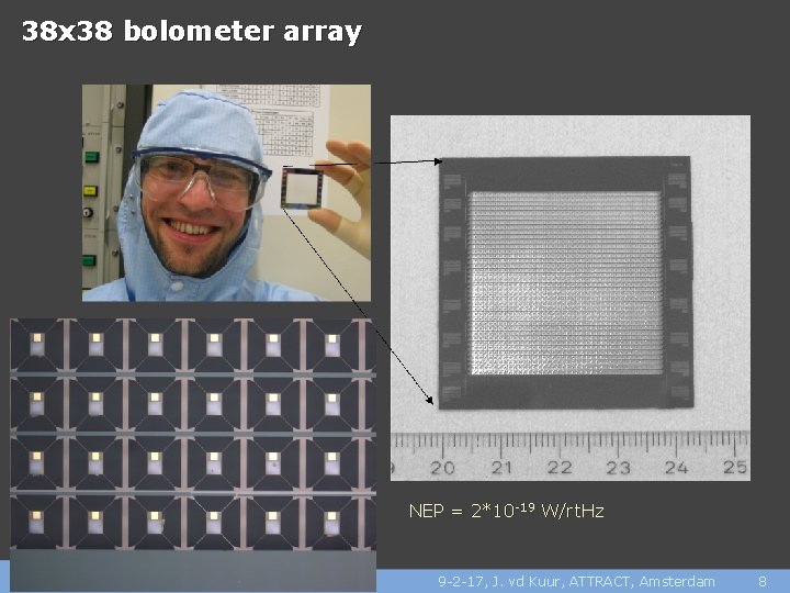38 x 38 bolometer array NEP = 2*10 -19 W/rt. Hz 9 -2 -17,