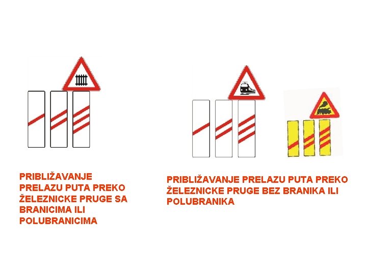 PRIBLIŽAVANJE PRELAZU PUTA PREKO ŽELEZNICKE PRUGE SA BRANICIMA ILI POLUBRANICIMA PRIBLIŽAVANJE PRELAZU PUTA PREKO