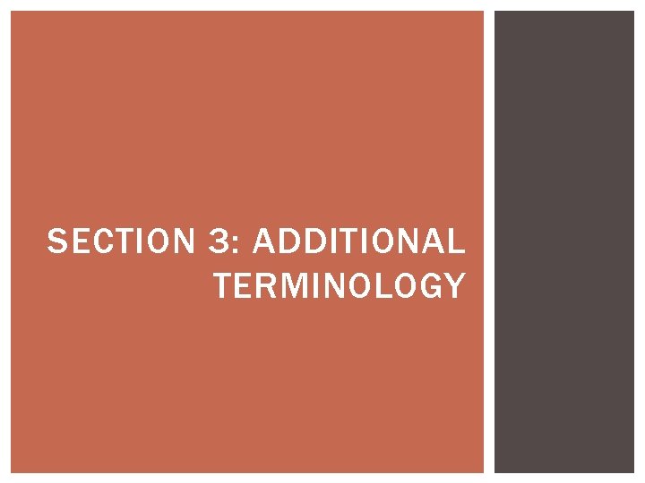 SECTION 3: ADDITIONAL TERMINOLOGY 