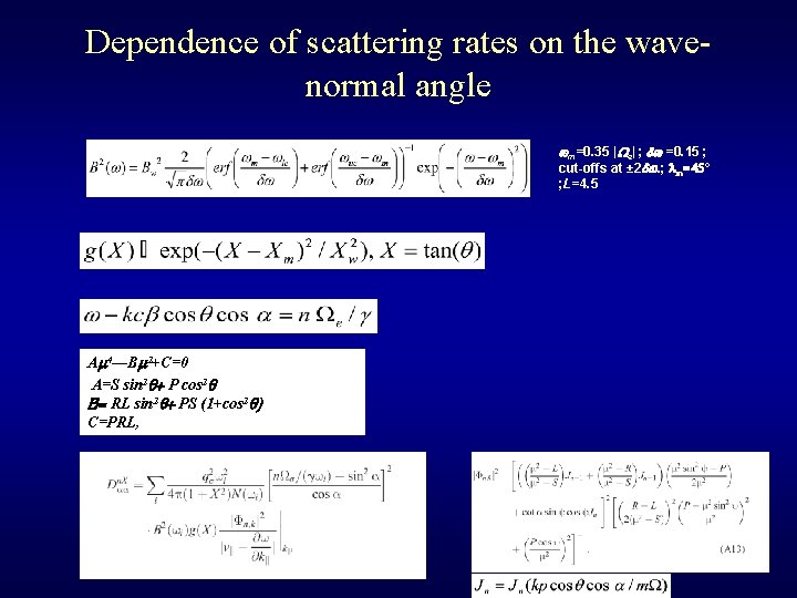 Dependence of scattering rates on the wavenormal angle wm=0. 35 |We| ; dw =0.