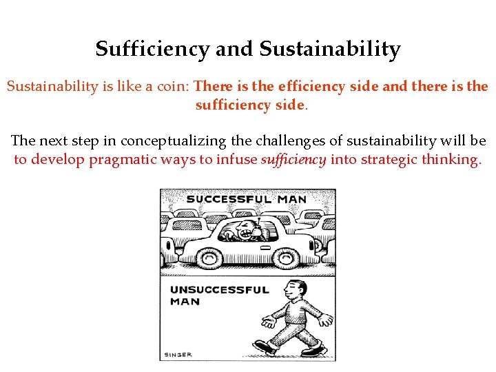 Sufficiency and Sustainability is like a coin: There is the efficiency side and there