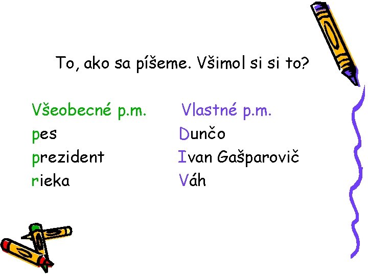 To, ako sa píšeme. Všimol si si to? Všeobecné p. m. pes prezident rieka