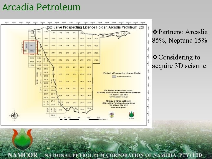 Arcadia Petroleum v. Partners: Arcadia 85%, Neptune 15% v. Considering to acquire 3 D