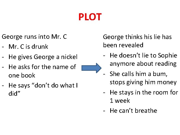 PLOT George runs into Mr. C - Mr. C is drunk - He gives