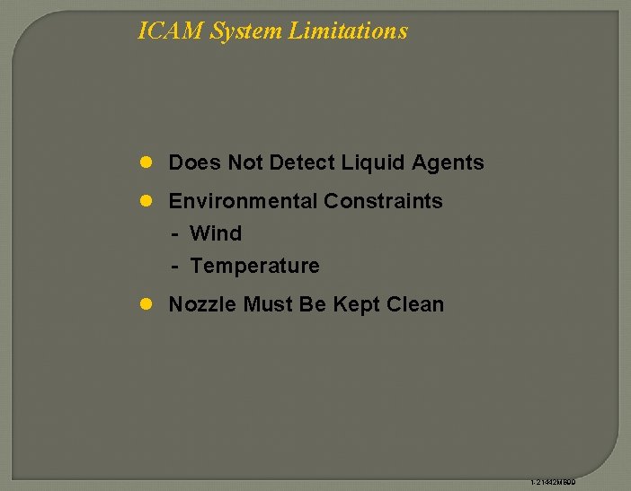 ICAM System Limitations l Does Not Detect Liquid Agents l Environmental Constraints - Wind
