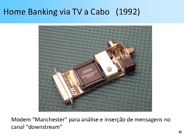 Home Banking via TV a Cabo (1992) Modem “Manchester” para análise e inserção de