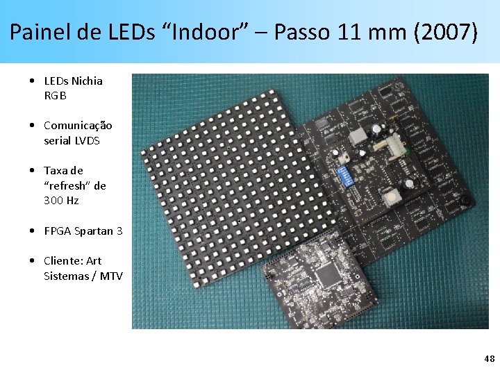 Painel de LEDs “Indoor” – Passo 11 mm (2007) • LEDs Nichia RGB •