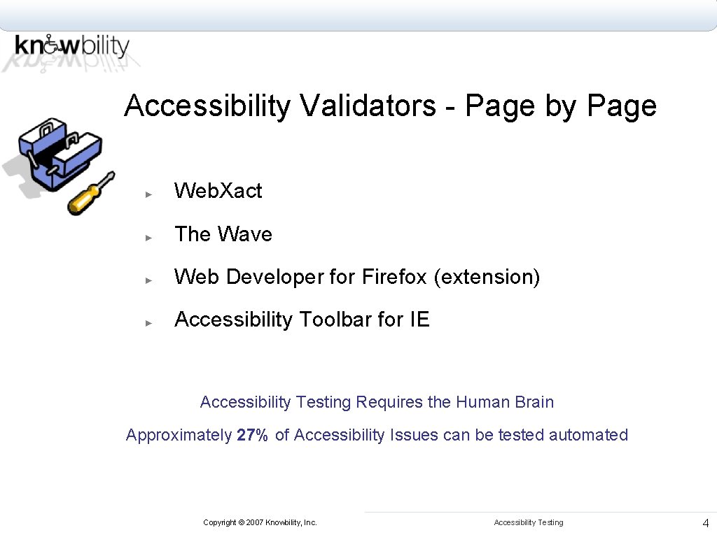 Accessibility Validators - Page by Page ► Web. Xact ► The Wave ► Web