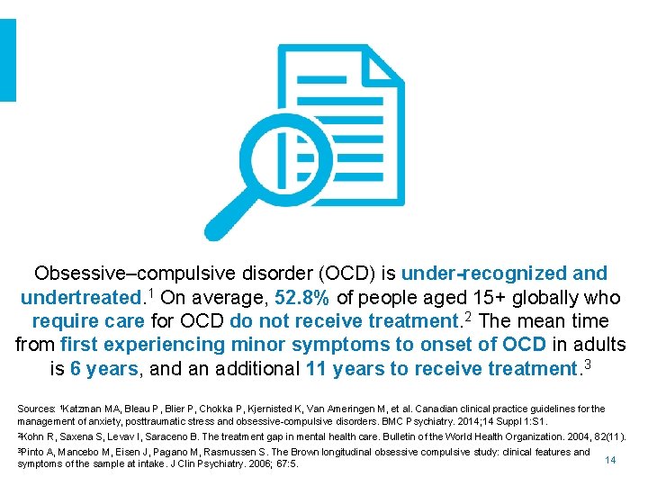 Obsessive–compulsive disorder (OCD) is under-recognized and undertreated. 1 On average, 52. 8% of people