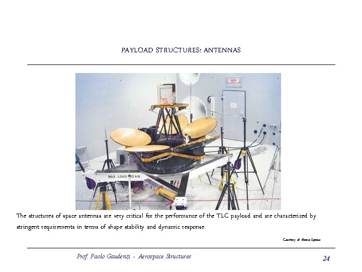 PAYLOAD STRUCTURES: ANTENNAS The structures of space antennas are very critical for the performance