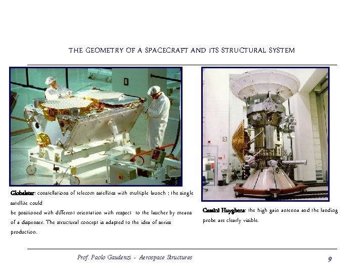 THE GEOMETRY OF A SPACECRAFT AND ITS STRUCTURAL SYSTEM Globalstar: constellations of telecom satellites