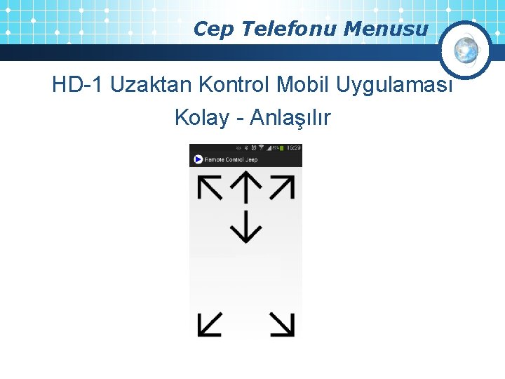 Cep Telefonu Menusu HD-1 Uzaktan Kontrol Mobil Uygulaması Kolay - Anlaşılır 