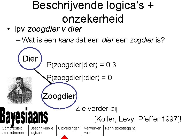 Beschrijvende logica's + onzekerheid • Ipv zoogdier v dier – Wat is een kans