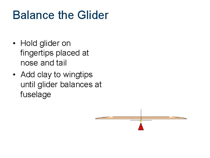Balance the Glider • Hold glider on fingertips placed at nose and tail •