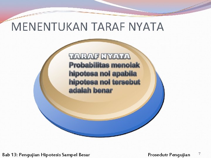 MENENTUKAN TARAF NYATA Bab 13: Pengujian Hipotesis Sampel Besar Prosedutr Pengujian 7 