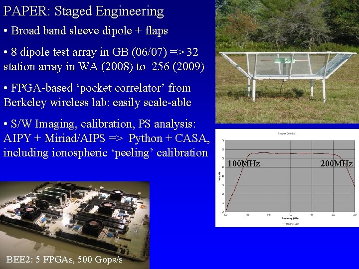 PAPER: Staged Engineering • Broad band sleeve dipole + flaps • 8 dipole test
